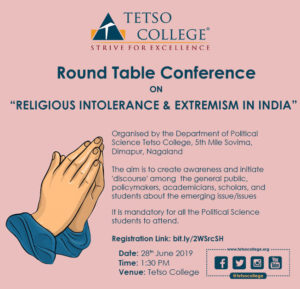 Round Table Conference on Religious Intolerance & Extremism in India @ Tetso College
