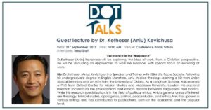 Guest lecture by Dr.Kethoser (Aniu) Kevichusa @ Conference Room Saturn