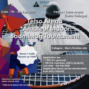 Tetso Arena Amateur Indoor Badminton Tournament @ Tetso Arena