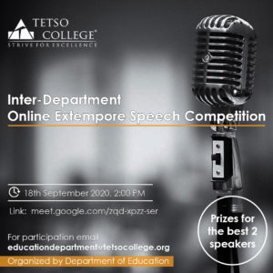 Call for Participants - Inter Dept. Online Extempore Speech Competition @ Google Meet