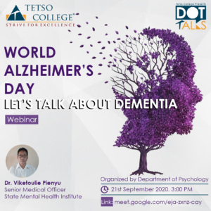 Webinar: World Alzheimer's Day, 21st September 2020 (Monday) by Department of Psychology @ Google Meet