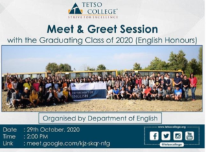 Meet & Greet Session with Graduating Class of 2020(English Honours) @ Google Meet