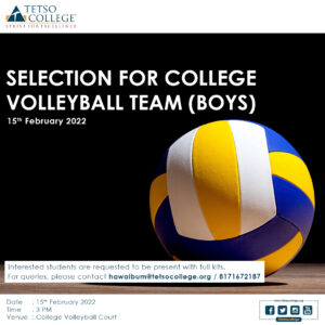 SELECTION FOR COLLEGE VOLLEYBALL TEAM
