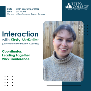 Interaction with Kirsty McKellar (University of Melbourne, Australia) @ Conference Room Saturn