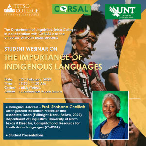 Student Webinar on The Importance of Indigenous Languages @ Saturn Conference Room